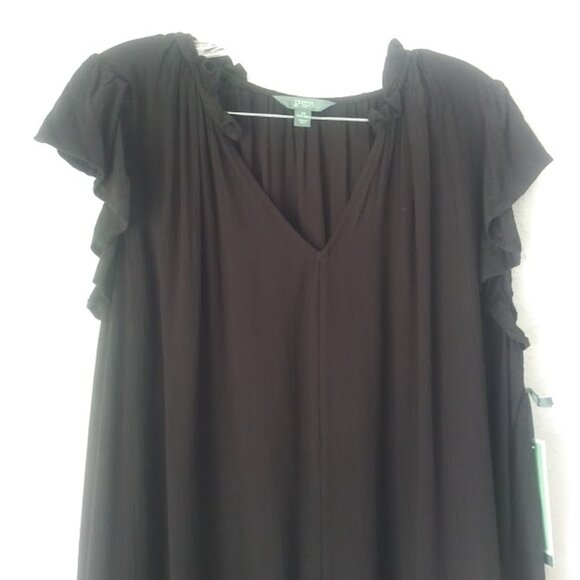 Terra & Sky flutter sleeve women's size 2X black top - Picture 2 of 12